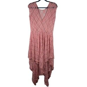 Flowers | Dresses | Asymmetrical Lace Floral Dress Fairycore Whimsical  Festival Witchy Sheer Sz L | Poshmark